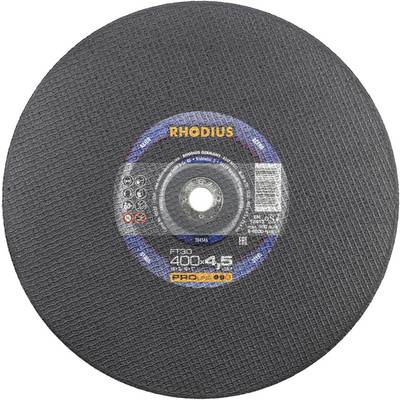 Tarcza tnąca marki 'Rhodius' o modelu P30, okrągła, o wymiarach 400 x 4,5 mm, przeznaczona do cięcia metalu.