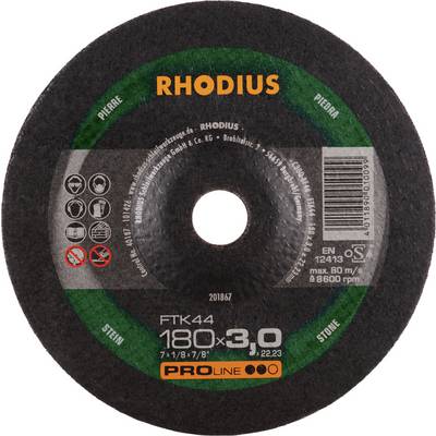 'tRHODIUS tarcza do cięcia i szlifowania metalu i kamienia, średnica 180 mm, grubość 3 mm, maks. 80 m/s, odpowiednia do szlifierki kątowej.'