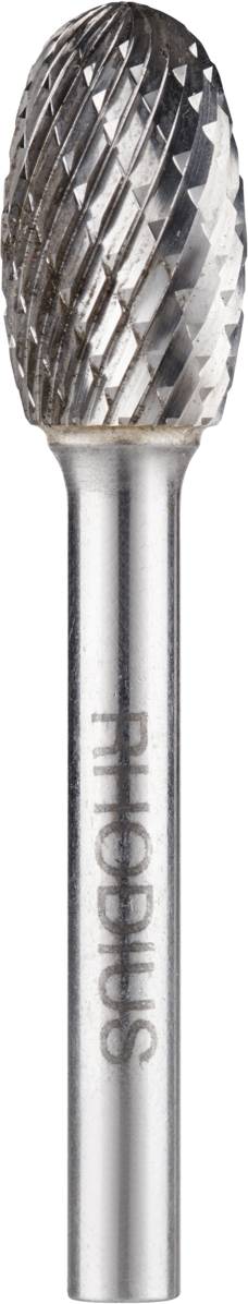 Cylindryczne narzędzie frezarskie z karbowanym, stożkowym czubkiem i metalowym trzpieniem, przeznaczone do precyzyjnych prac szlifierskich.