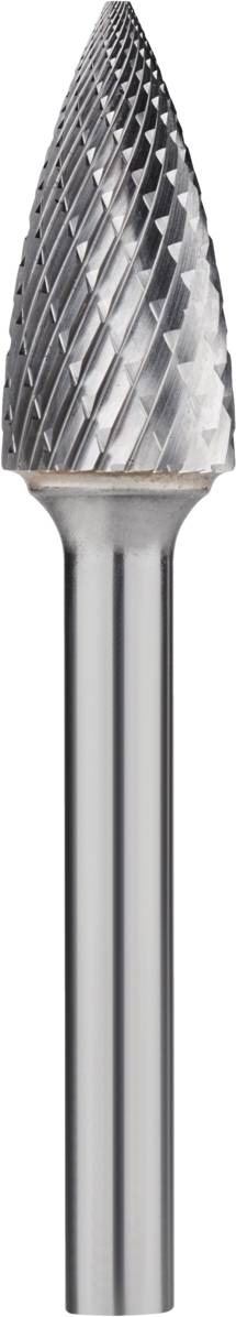 Stożkowy frez z rowkowaniem do obróbki metalu, w kolorze srebrnym, stojący pionowo, z gładkim uchwytem.