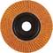Tarcza szlifierska z pomarańczowymi lamelkami i czarnym pierścieniem wewnętrznym, przeznaczona do wygładzania i polerowania powierzchni.