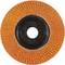 Tarcza szlifierska z pomarańczowymi lamelkami i czarnym środkiem. Służy do ostrzenia lub wygładzania powierzchni.