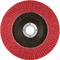Czerwona tarcza szlifierska z licznymi, równomiernie rozmieszczonymi listwami; służy do szlifowania powierzchni.