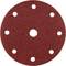 Okrągła tarcza szlifierska z wieloma otworami, w brązowym odcieniu, używana do szlifowania powierzchni takich jak drewno lub metal.