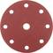 Okrągły, czerwony papier ścierny z siedmioma symetrycznymi otworami. Stosowany głównie w szlifierkach rotacyjnych.