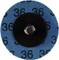 Okrągły papier ścierny z oznaczeniem '36' na niebieskim tle. Czarny mechanizm mocujący widoczny w centrum.