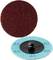 'Dwie tarcze szlifierskie: jedna z czerwoną ziarnistością do obróbki powierzchni, druga z niebieskim tyłem i nasadką śrubową, ziarnistość 40.'