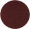 Ciemnoczerwonego papieru ściernego w kształcie koła, do równomiernego szlifowania powierzchni, o drobnej do średniej ziarnistości.