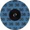 Tarcza szlifierska o niebieskiej powierzchni, na której wielokrotnie widoczna jest liczba '36'. Centralne czarne mocowanie również widoczne.