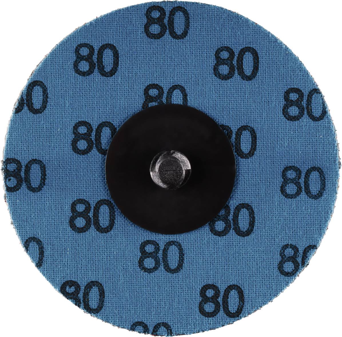 Tarcza szlifierska o niebieskiej powierzchni z wydrukowaną cyfrą '80'. Posiada centralne mocowanie.