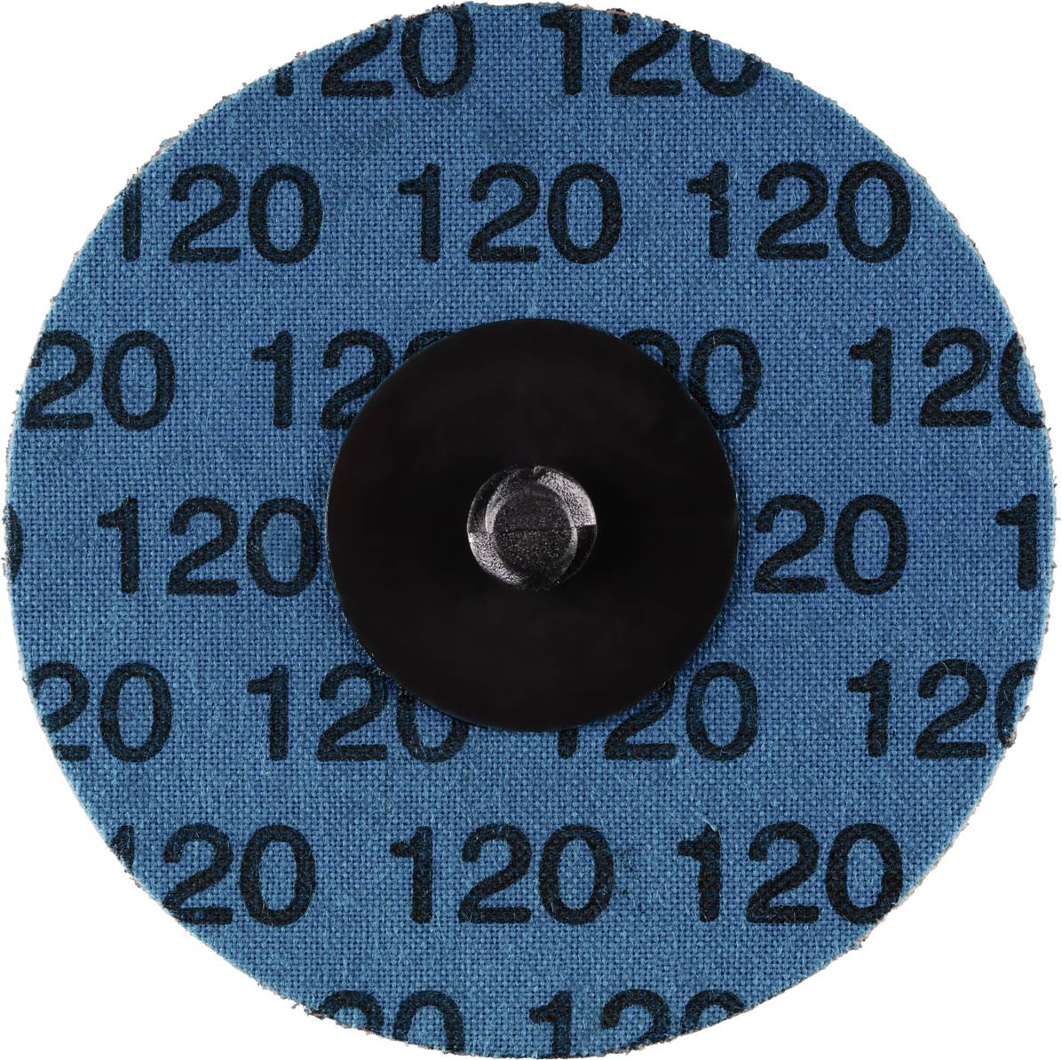 Niebieska tarcza szlifierska wielokrotnie nadrukowana numerem '120' z centralnym czarnym mocowaniem.