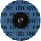 Niebieska tarcza szlifierska wielokrotnie nadrukowana numerem '120' z centralnym czarnym mocowaniem.