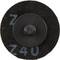 Okrągły materiał ścierny z czarną powierzchnią. Z centralnym uchwytem z tworzywa sztucznego, białym napisem 'Z' i '40' na tarczy.