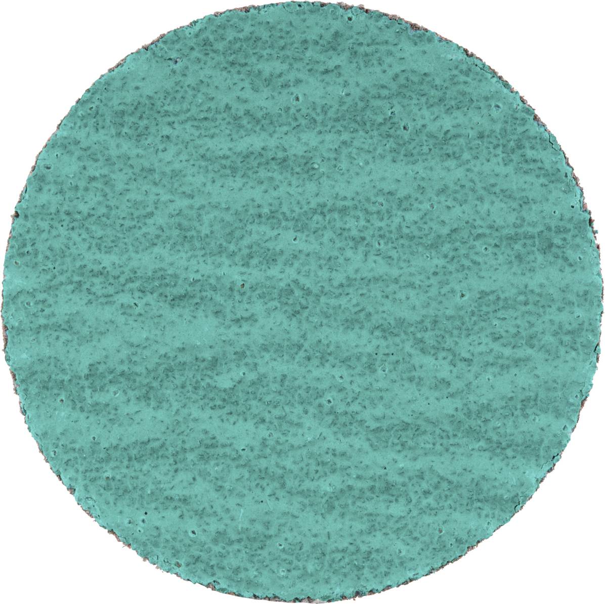 Okrągła, turkusowa tarcza przypominająca papier ścierny. Powierzchnia jest teksturowana i lekko nierównomierna.