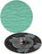 Dwa krążki szlifierskie, jeden z zieloną powierzchnią, a drugi odwrócony, przedstawiają system zamykający.