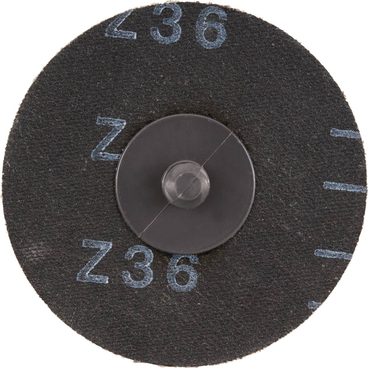 'Tarcza szlifierska z oznaczeniem Z36 napisanym niebieskim tekstem na czarnym tle. Centryczny otwór mocujący.'
