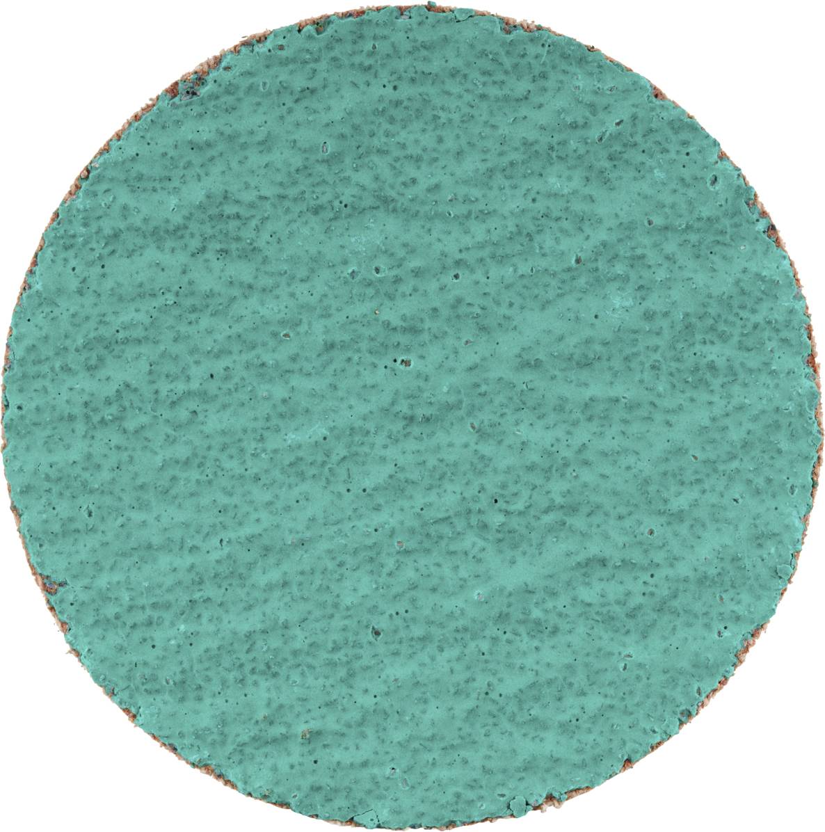 Okrągły, niebiesko-zielony, teksturowany obiekt na białym tle.