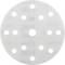 Okrągły papier ścierny z wieloma otworami, typowo stosowany w szlifierkach mimośrodowych.