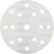 Okrągła, biała tarcza z dziesięcioma równomiernie rozmieszczonymi otworami o różnych rozmiarach.