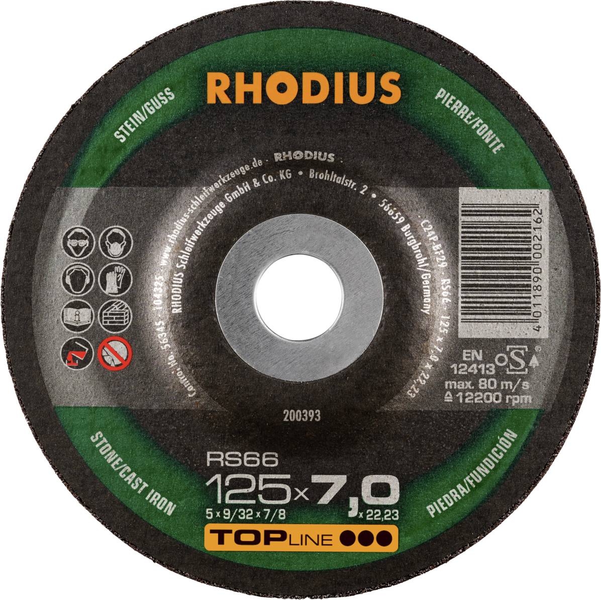 Rhodius 200393 RS66 Шліфувальний диск з каменю, литий, 25 шт.