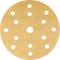 Okrągła tarcza szlifierska z wieloma otworami na beżowym tle. Odpowiednia do prac szlifierskich mających na celu wygładzenie powierzchni.