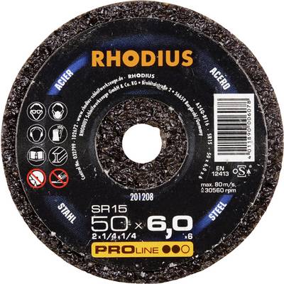 Tarcza ścierna Rhodius, typ SR15, średnica 125 mm, grubość 6 mm. Odpowiednia do stali i stali nierdzewnej. Maksymalna prędkość 80 m/s.
