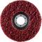 Tarcza szlifierska w kolorze czerwonym o grubej strukturze i metalowym środku, przeznaczona do obróbki powierzchni.