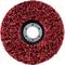 Czerwona tarcza szlifierska o porowatej strukturze, z srebrnym metalowym otworem w środku i sześcioma małymi otworami wokół krawędzi.