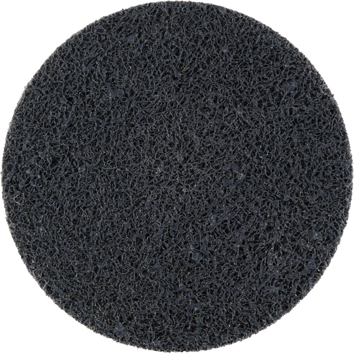 Okrągła, czarna tarcza szlifierska o chropowatej strukturze, przeznaczona do obróbki powierzchni i polerowania.