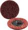 Dwie czerwone tarcze szlifierskie, jedna przedstawiająca szorstką powierzchnię, druga odwrotną stronę z wypukłym elementem mocującym.