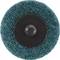 Okrągła nakładka szlifierska z niebieskim, tkanym materiałem ściernym oraz czarną centralną częścią mocującą.