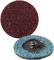 Dwie okrągłe podkładki szlifierskie w kolorach czerwonym i niebieskim, jedna z uchwytem śrubowym pośrodku. Są używane do obróbki powierzchni.