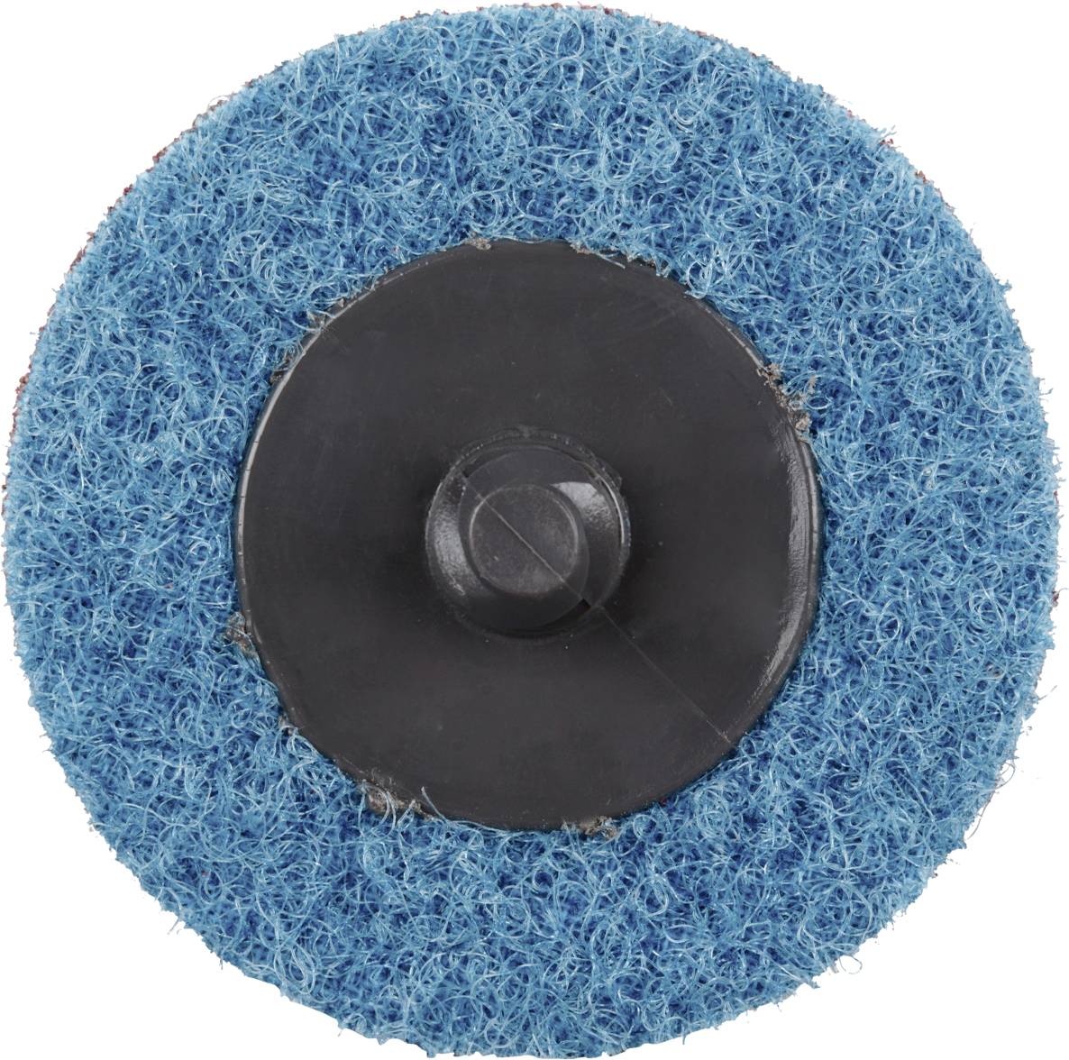 Niebieska tarcza polerska z czarnym środkiem, w kształcie dysku, do czyszczenia i polerowania powierzchni.