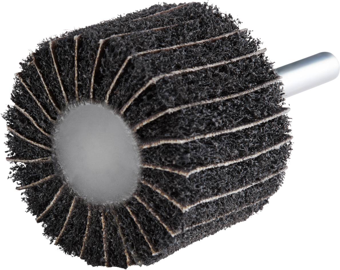 Nasadka szlifierska z wieloma równomiernymi lamelkami wokół centralnej osi, stosowana do obróbki powierzchni materiałów.