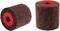 Dwie ciemnobrązowe walce szlifierskie z czerwonym rdzeniem z tworzywa sztucznego, odpowiednie do obróbki powierzchni i polerowania.