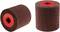 Dwie brązowoczerwone walce szlifierskie stojące obok siebie. Służą do obróbki powierzchni i mają czerwone plastikowe centra.