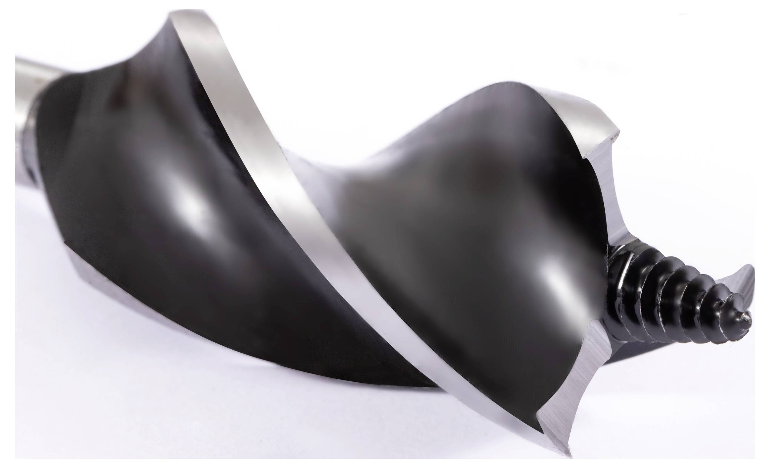 Zbliżenie wiertła spiralnego z ostrym, spiczastym czubkiem i spiralnymi rowkami, prezentujące jego zaawansowaną konstrukcję tnącą.