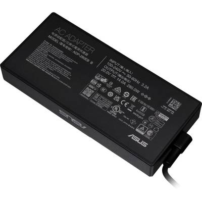 Czarna ładowarka sieciowa, marki ASUS, model ADP-200EB B, z wieloma specyfikacjami elektrycznymi na górnej powierzchni.