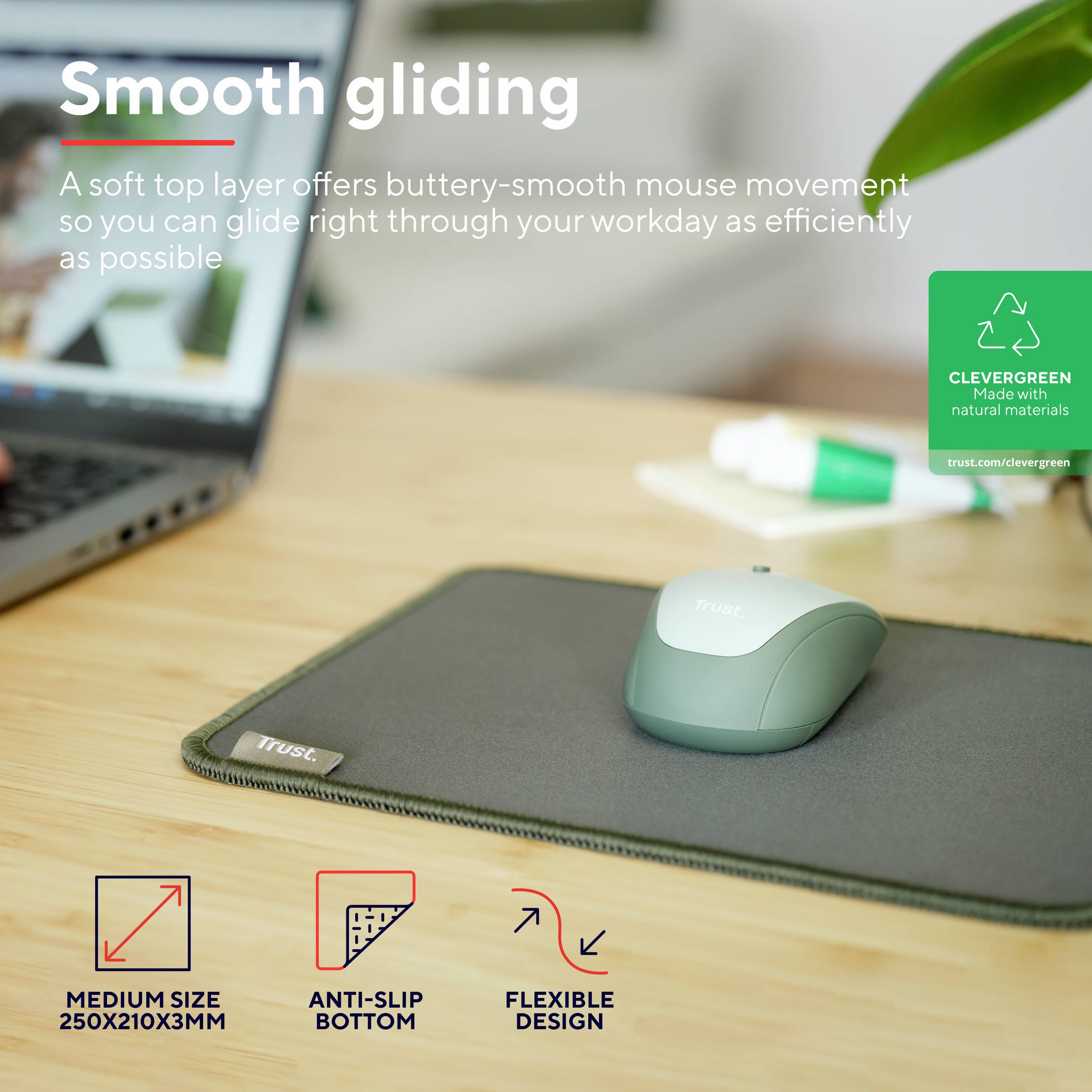 Килимок для миші Trust BOYE MOUSE KILIM ECO GREEN зелений
