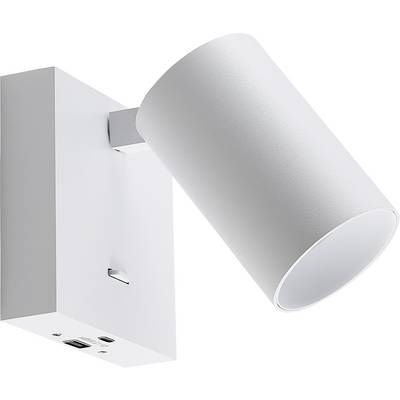 Biała, cylindryczna lampa ścienna z kwadratową podstawą. Oprawa jest zaprojektowana w nowoczesnym stylu i nadaje się do precyzyjnego oświetlenia.