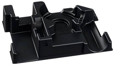 Czarna plastikowa część z wieloma wgłębieniami i wypukłościami, prawdopodobnie uchwyt lub element opakowania.