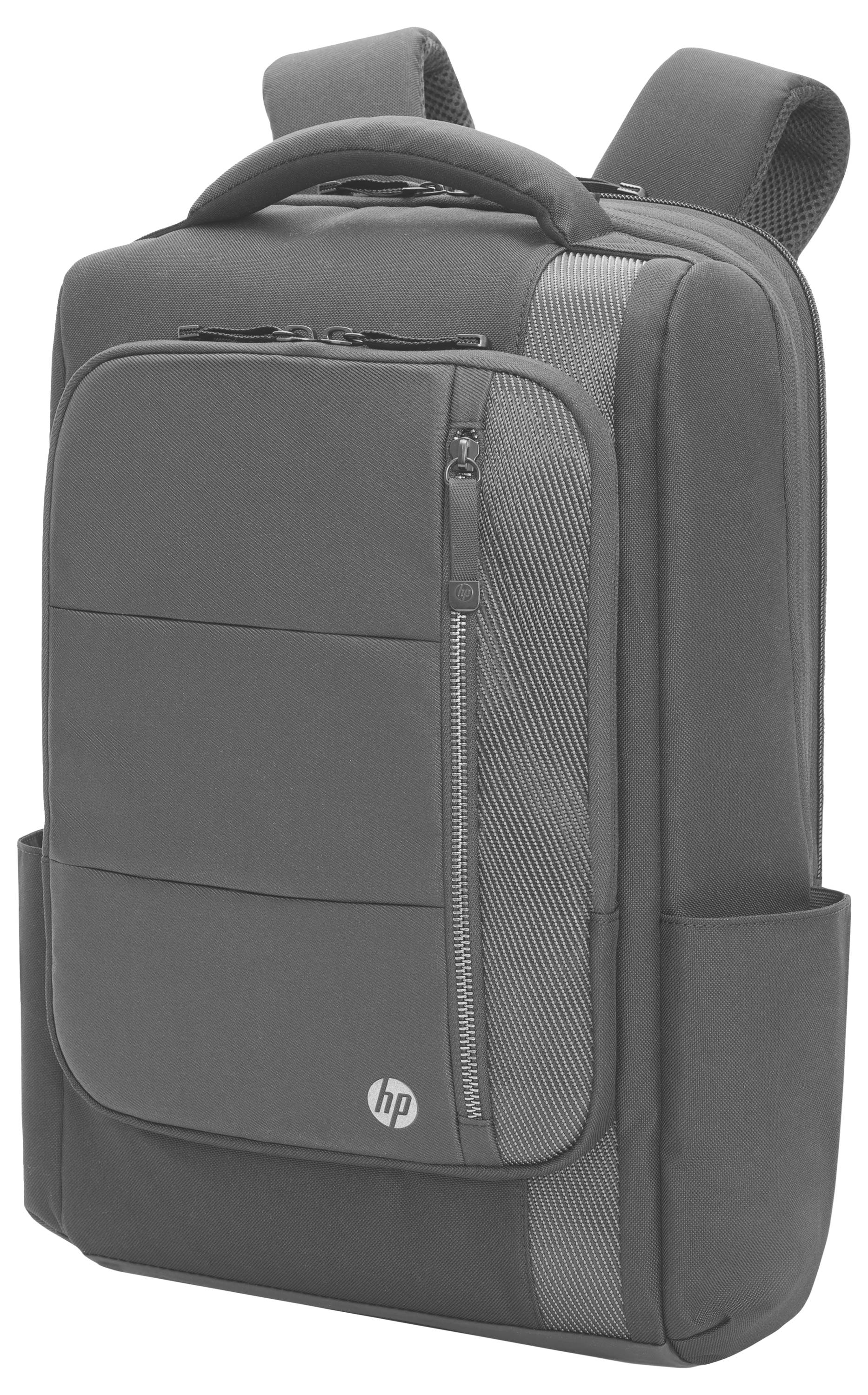 Szary plecak na laptopa z wieloma komorami i kieszeniami bocznymi, idealny do bezpiecznego transportu urządzeń elektronicznych.