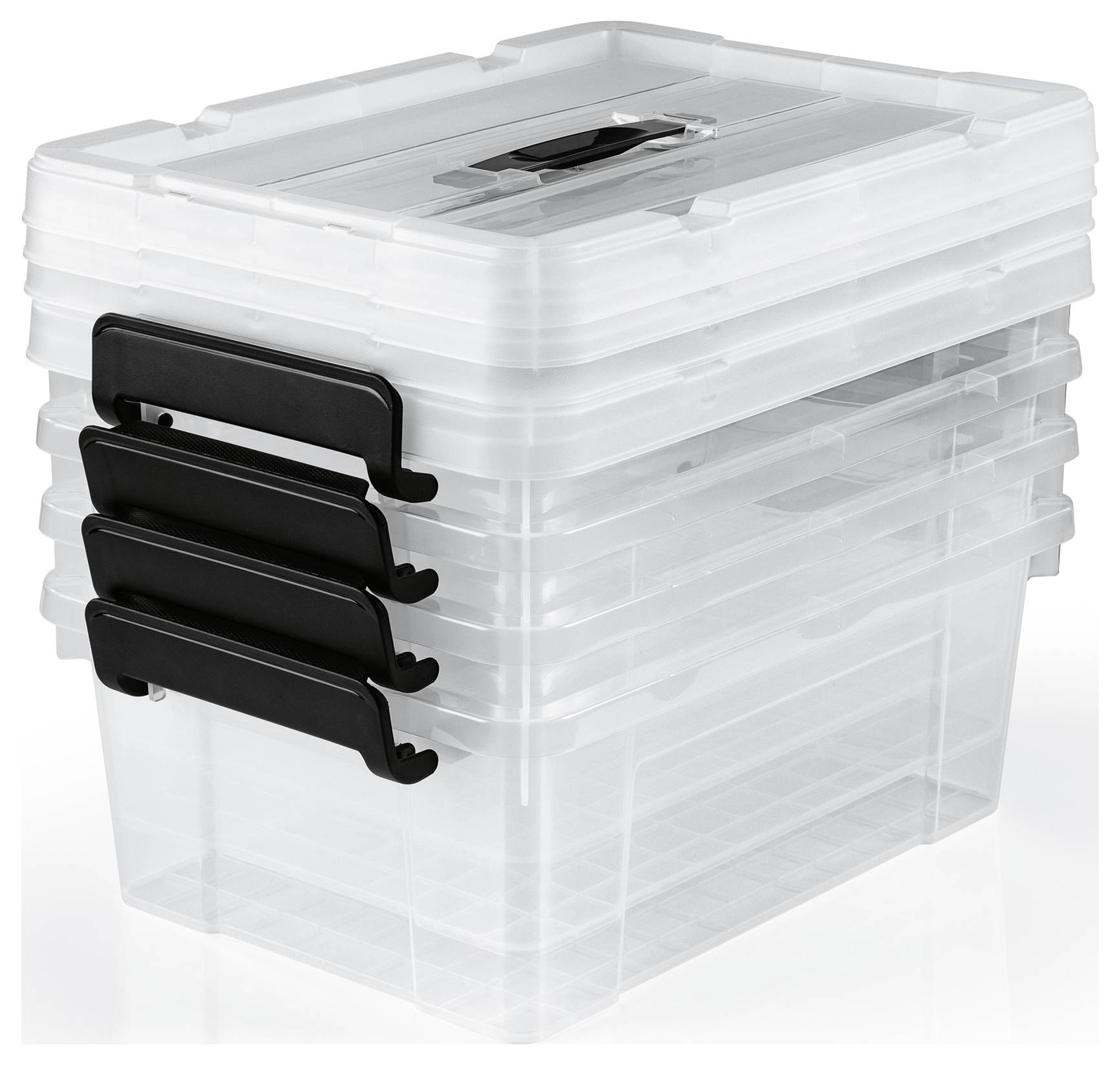 Контейнеры для хранения easymaxx 15016, прозрачные, черные, 4 шт.