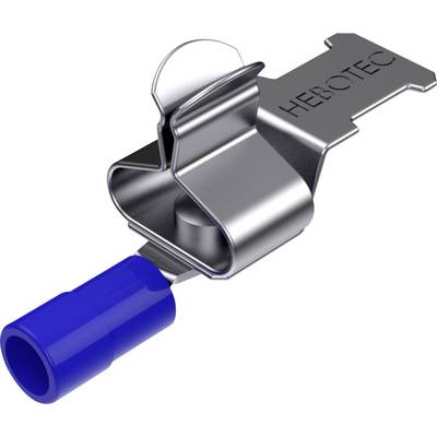 Zacisk metalowy z niebieskim plastikowym końcem, oznaczony napisem 'HEBOTEC'.
