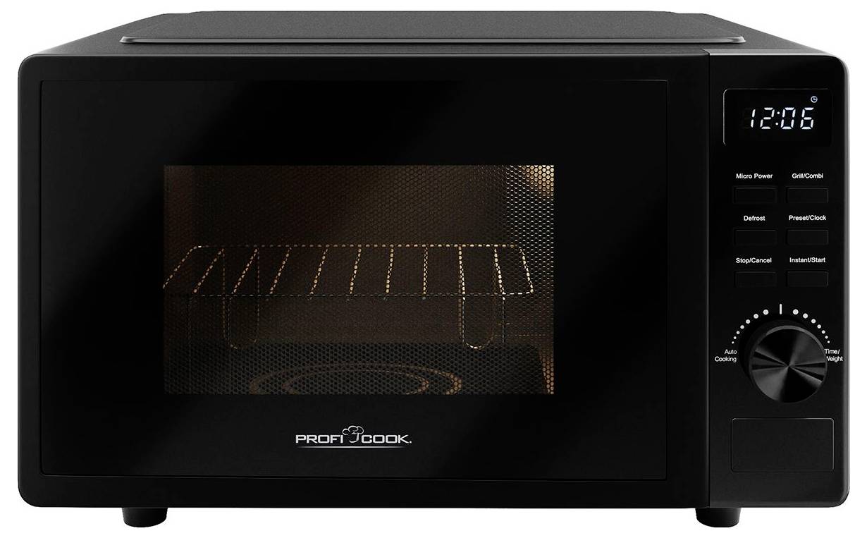 Мікрохвильова піч Profi Cook PC-MWG 1278 700 Вт з функцією таймера, функцією гриля чорного кольору