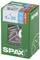 Zielona paczka oznaczona napisem 'SPAX', zawiera 60 wkrętów o rozmiarze 4,5 x 35 mm, wykonanych ze stali nierdzewnej (A2).