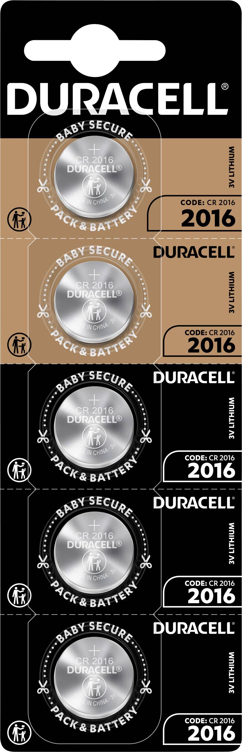 Батарейки-таблетки Duracell Elektro 2016 CR 2016 3 В, 5 шт., 90 мАч, литиевые