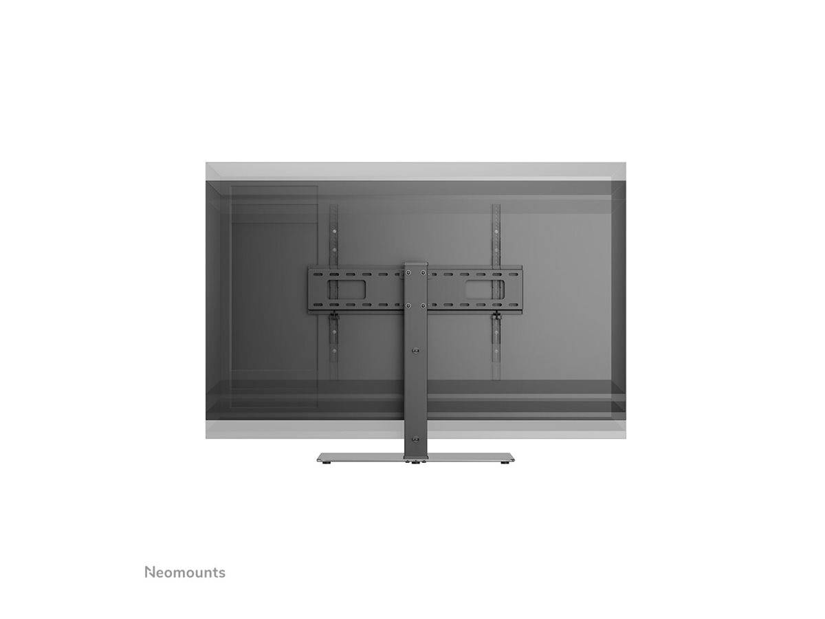 'Widok tylny monitora na podstawie Neomounts, zapewniającej płaskie, stabilne mocowanie.'