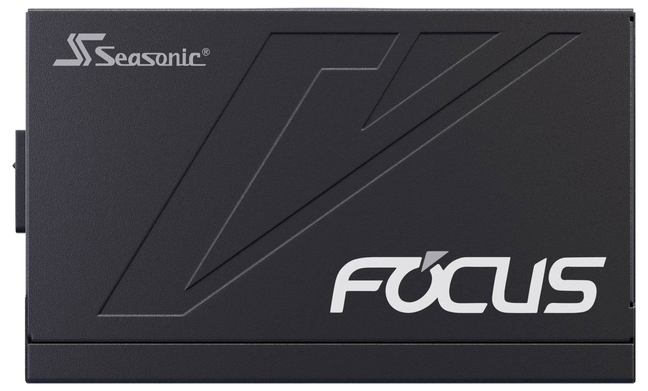 Czarny zasilacz Seasonic z napisem 'FOCUS'.