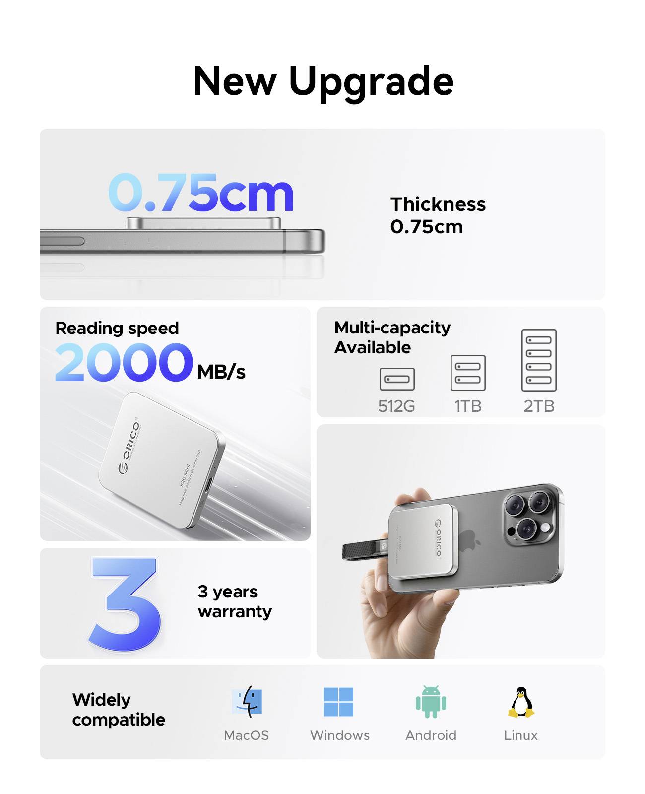 ORICO K20 mini Obudowa M.2 SSD USB-C® USB 3.2 (Gen 2x2) 20 GBit/s M.2 PCIe 2230 K20Mini-2